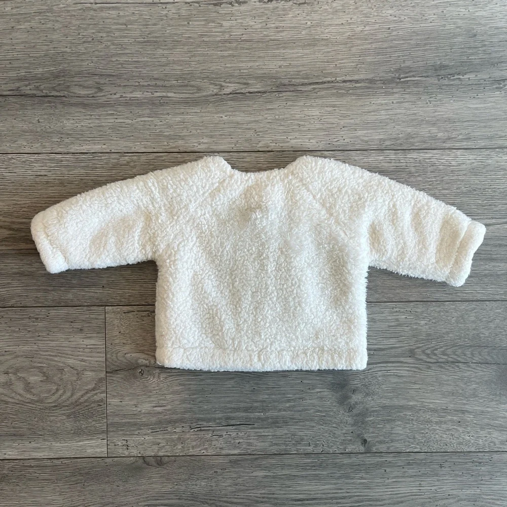 Baby Girl Cherokee Sherpa Snap Coat White Turquoise Blue Size 6 Months